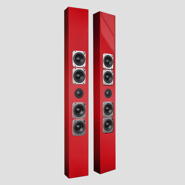 Tribe V pair in Fire high-gloss red, three-quarter view